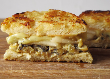 Little Boy Blue- Grilled Blue Cheese Sandwich with Morbier, Pear, & Honey
