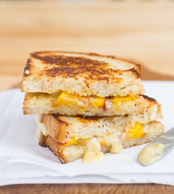 cabot cheddar peach dijon grilled cheese sandwich